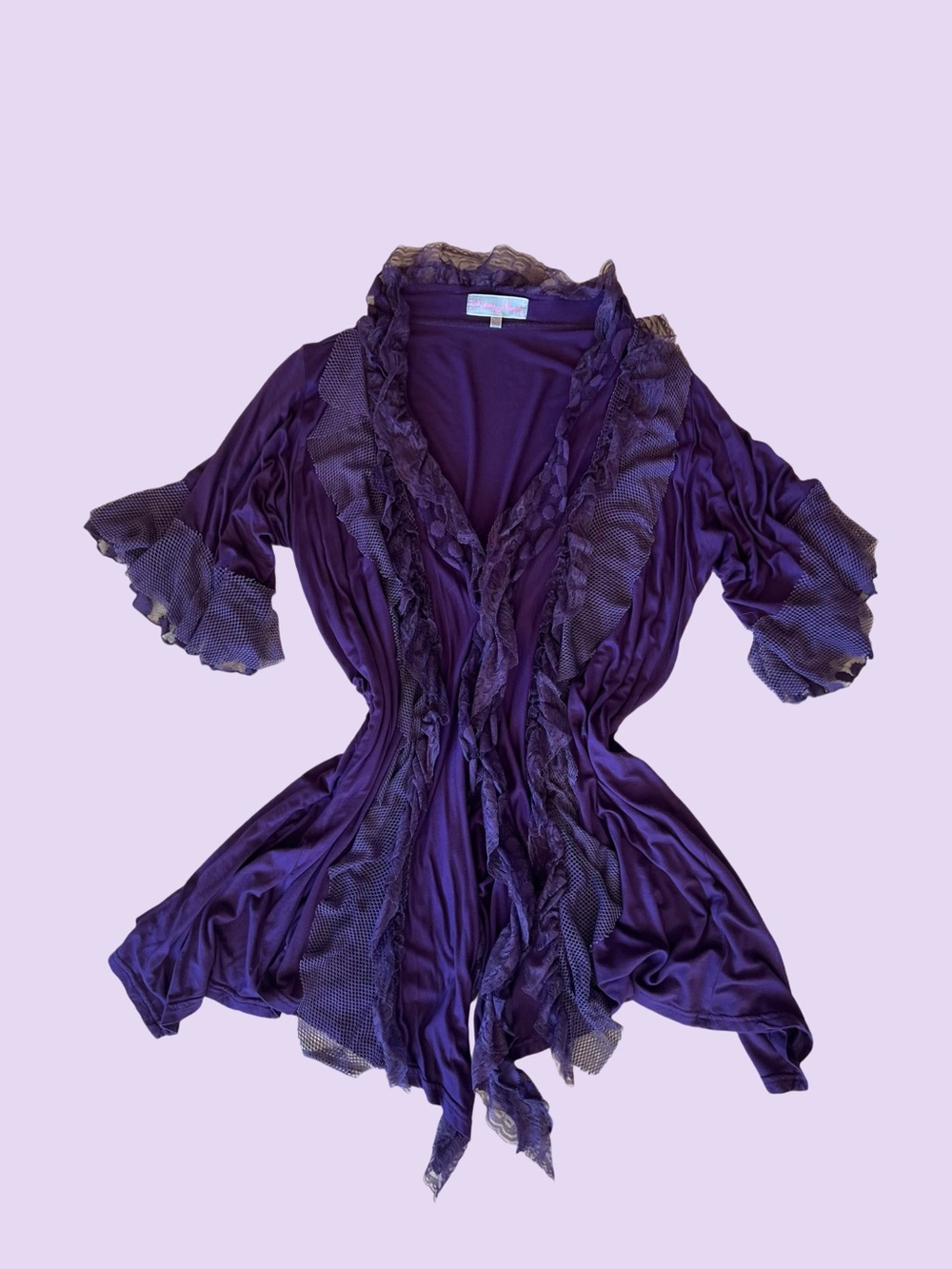 Boho Purple Ruffle Trim Women's Jacket